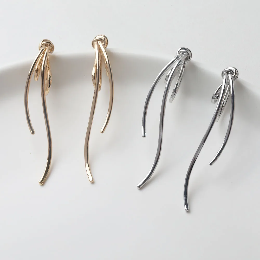 2PCS Dainty Feather-light Design Long Ear Studs Earrings for Jewelry Findings DIY Hand Made Brass 14k Gold Plated 10*70mm 2PCS Dainty Feather-light Design Long Ear Studs Earrings for Jewelry Findings DIY Hand Made Brass 14k Gold Plated 10*70mm