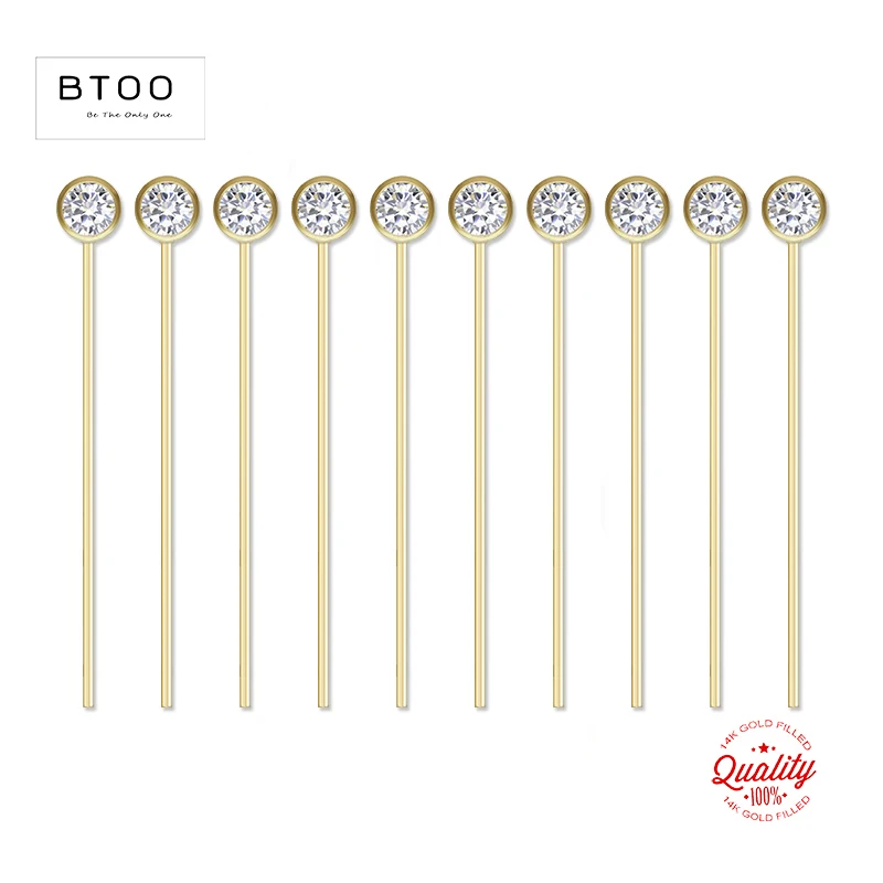 14K Gold Filled Zircon Head Pins Needles for DIY Earring Pendant Making Jewelry Findings Tarnish Resistant Jewelry Findings 14K Gold Filled Zircon Head Pins Needles for DIY Earring Pendant Making Jewelry Findings Tarnish Resistant Jewelry Findings