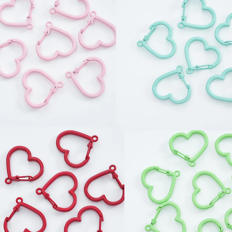 5pcs Metal Colorful Heart Keychains Rotating Buckle Spring Lobster Clasps Hooks Key Ring Keyrings Accessories Jewelry Making 5pcs Metal Colorful Heart Keychains Rotating Buckle Spring Lobster Clasps Hooks Key Ring Keyrings Accessories Jewelry Making