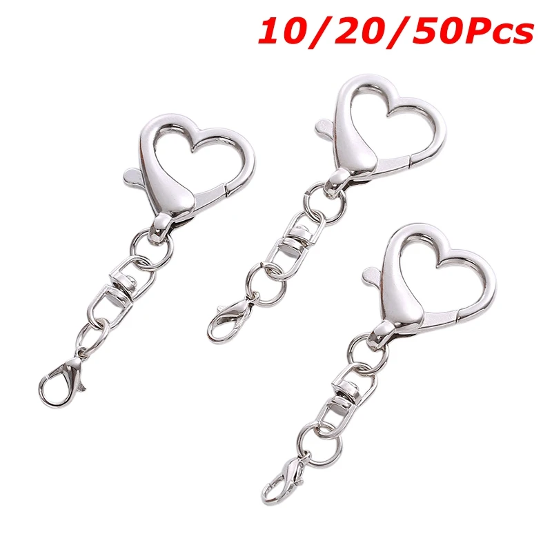 10/20/50Pieces Unique Alloy Heart Shaped Clasp Keychain DIY Jewelry Accessories