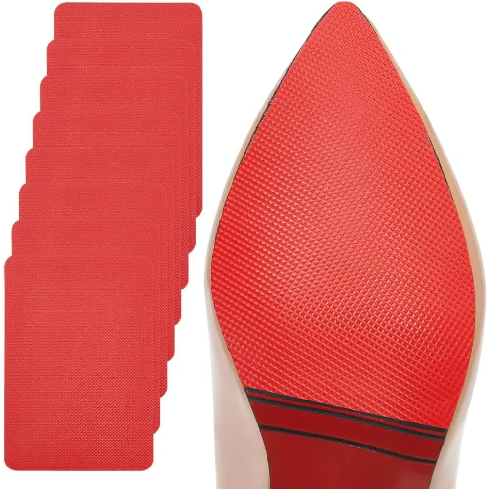 8pcs Red Anti Slip Shoe Bottom Protector Self-Adhesive Red Shoe Sole Protectors 6×4inch Rectangle Non making kit