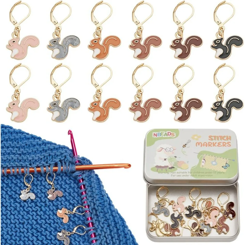 12 Pcs 6 Colors Squirrel Stitch Markers Alloy Enamel Crochet Stitch Marker Locking Stitch Marker with Leverback Clasp making kit 12 Pcs 6 Colors Squirrel Stitch Markers Alloy Enamel Crochet Stitch Marker Locking Stitch Marker with Leverback Clasp making kit