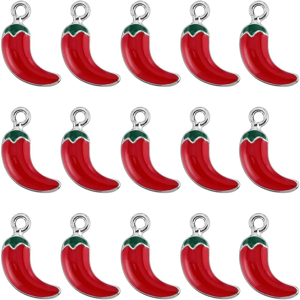 1 Box 40Pcs Chili Pepper Charms Bulk Red Chili Charm Silver Alloy Enamel Cinco De Mayo Mexican Fiesta Chili Charms making kit 1 Box 40Pcs Chili Pepper Charms Bulk Red Chili Charm Silver Alloy Enamel Cinco De Mayo Mexican Fiesta Chili Charms making kit