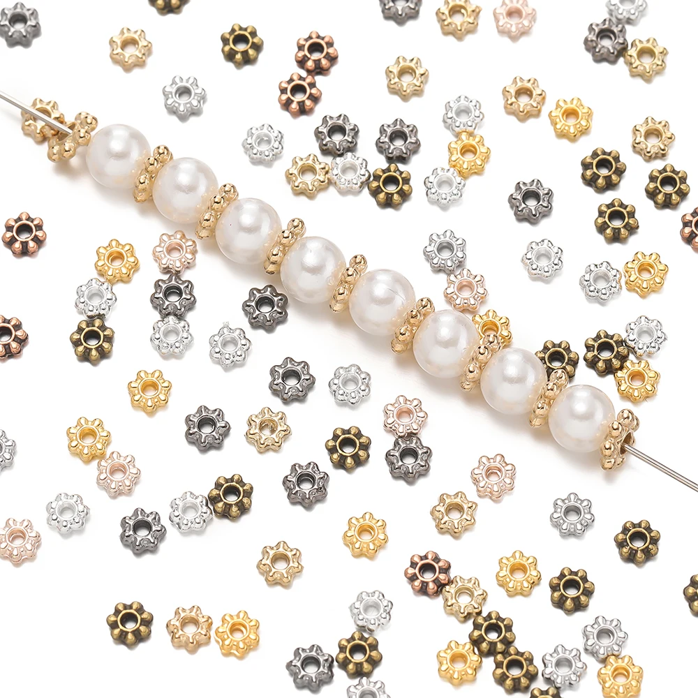 200pcs/lot 4/6mm Daisy Snowflake Flower Spacer Beads Mini Loose Beads Charms for DIY Jewelry Making Supplies Bracelet Craft 200pcs/lot 4/6mm Daisy Snowflake Flower Spacer Beads Mini Loose Beads Charms for DIY Jewelry Making Supplies Bracelet Craft