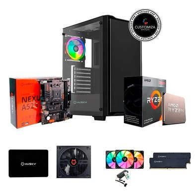 Kit PC Gamer Start II Husky, Processador Ryzen 3 3200G + Placa-Mãe Nexus A520 + 16GB RAM + SSD Husky 512GB SATA III + 3X Fans + Montagem Kit PC Gamer Start II Husky, Processador Ryzen 3 3200G + Placa-Mãe Nexus A520 + 16GB RAM + SSD Husky 512GB SATA III + 3X Fans + Montagem