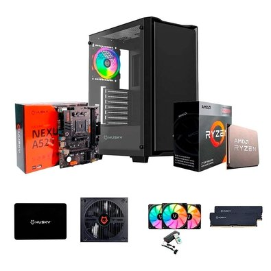 Kit PC Gamer Start II Husky, Processador Ryzen 3 3200G + Placa-Mãe Nexus A520 + 16GB RAM + SSD Husky 512GB SATA III + 3X Fans Kit PC Gamer Start II Husky, Processador Ryzen 3 3200G + Placa-Mãe Nexus A520 + 16GB RAM + SSD Husky 512GB SATA III + 3X Fans