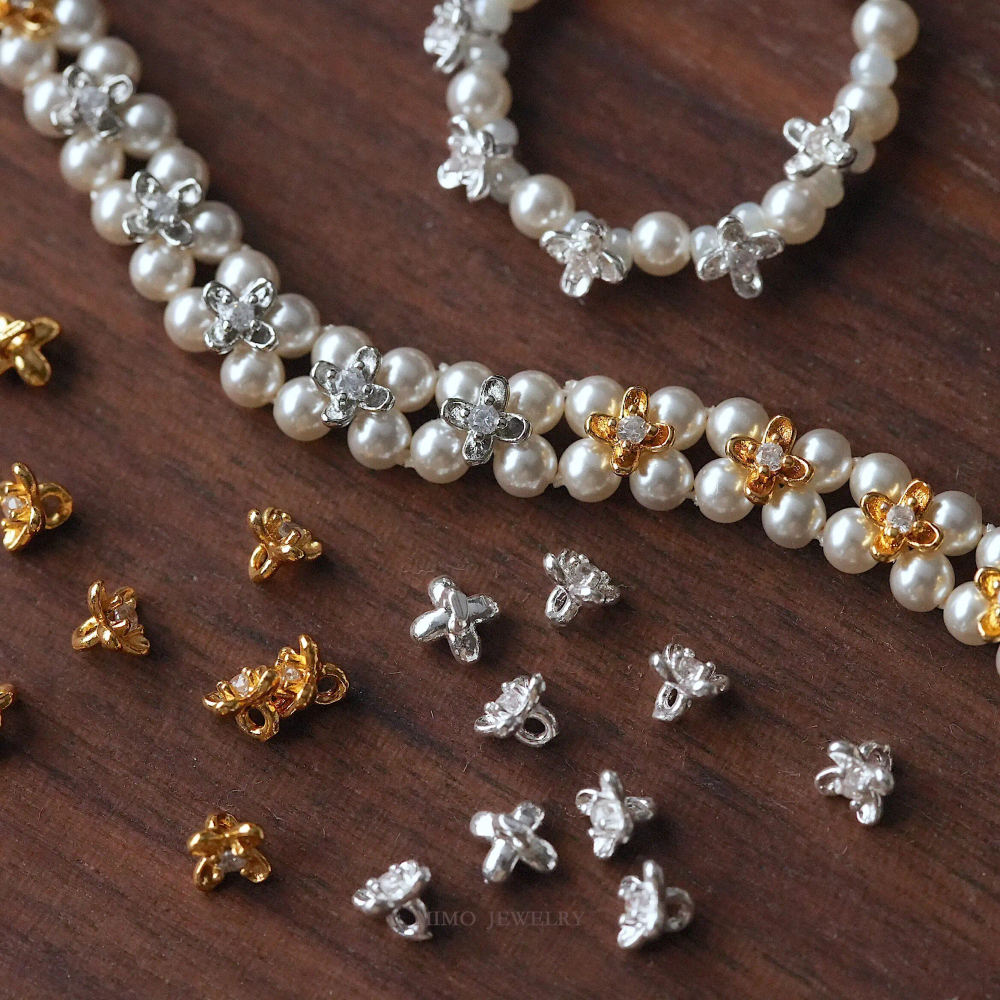 20PCS Gold Plated Brass Mini Zircon Flower Pendant Spacer Jewelry DIY Making Supplies Handmade Findings Accessories 20PCS Gold Plated Brass Mini Zircon Flower Pendant Spacer Jewelry DIY Making Supplies Handmade Findings Accessories