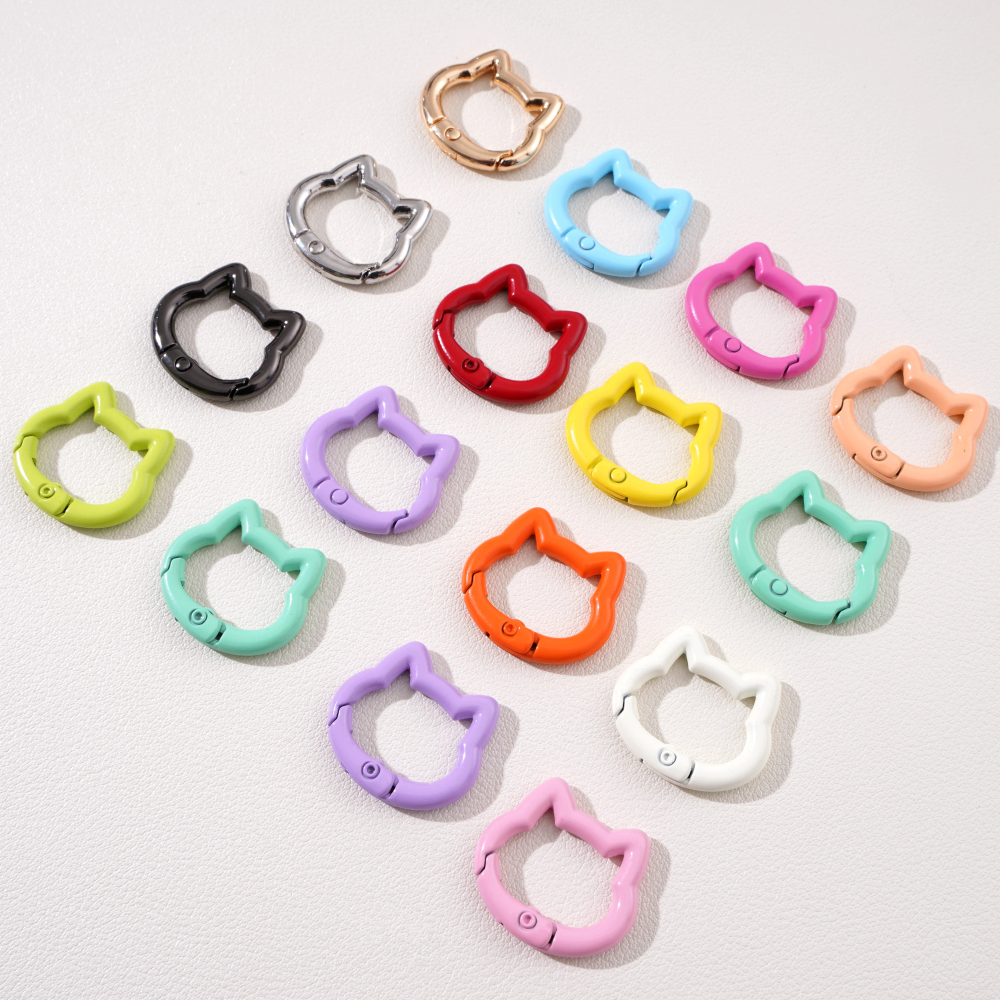 1pc/bag Alloy Spring Clasps Colorful Cute Cat Shape Spring Ring Carabiner Clips For DIY Keyring Lanyard Keychain Making Findings 1pc/bag Alloy Spring Clasps Colorful Cute Cat Shape Spring Ring Carabiner Clips For DIY Keyring Lanyard Keychain Making Findings