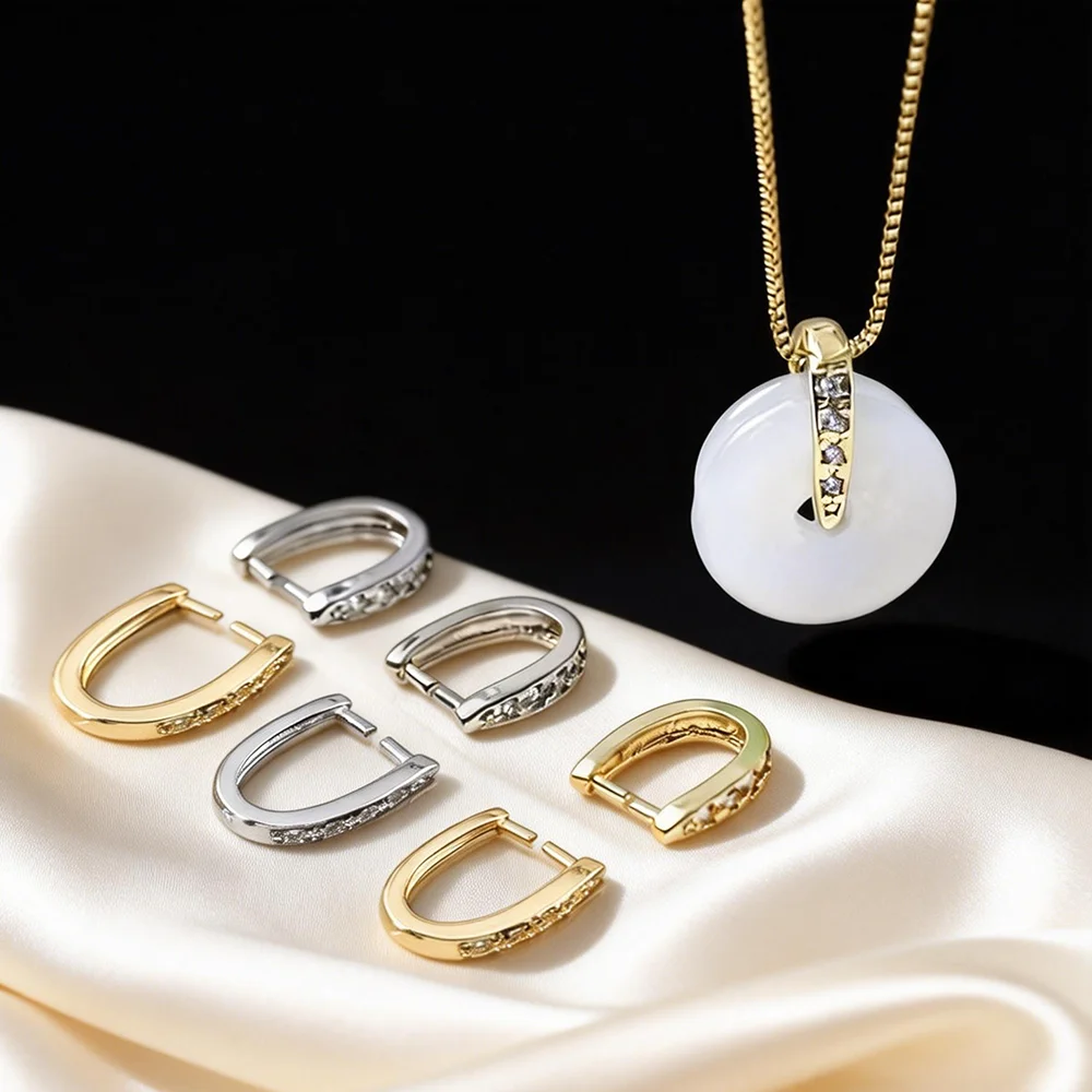 14K Gold Plated Brass Metal Pendant Bail Hooks For Jewelry Making,Inlaid Zircon Pendant Holder Bail,Jewelry Making Accessories 14K Gold Plated Brass Metal Pendant Bail Hooks For Jewelry Making,Inlaid Zircon Pendant Holder Bail,Jewelry Making Accessories