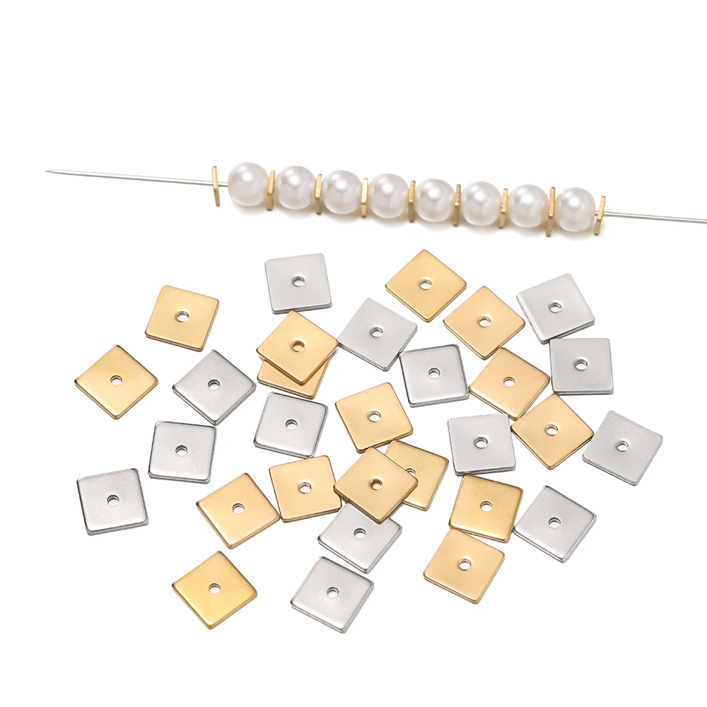 50pcs/lot 4/5/6/8mm Stainless Steel Gold Square Flat Spacer Bead for DIY Handmade Bracelet Necklace Jewelry Making Accessorie 50pcs/lot 4/5/6/8mm Stainless Steel Gold Square Flat Spacer Bead for DIY Handmade Bracelet Necklace Jewelry Making Accessorie