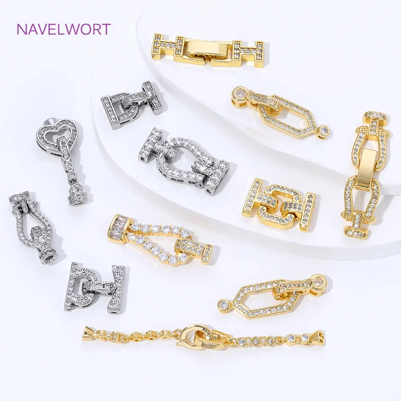18K Gold Plated Brass Jewelry Clasps For Bracelets Making,With Zircon Connector Clasp,Locks For Jewelry,DIY Necklace Accessories 18K Gold Plated Brass Jewelry Clasps For Bracelets Making,With Zircon Connector Clasp,Locks For Jewelry,DIY Necklace Accessories