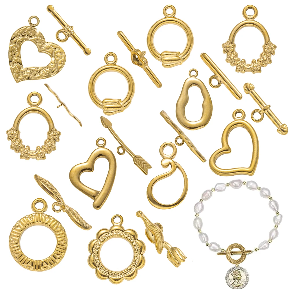 5 Sets Stainless Steel Toggle Clasp T-bar Closure Ring Fastener Hook End Connectors for DIY Necklace Bracelet Jewelry Making 5 Sets Stainless Steel Toggle Clasp T-bar Closure Ring Fastener Hook End Connectors for DIY Necklace Bracelet Jewelry Making
