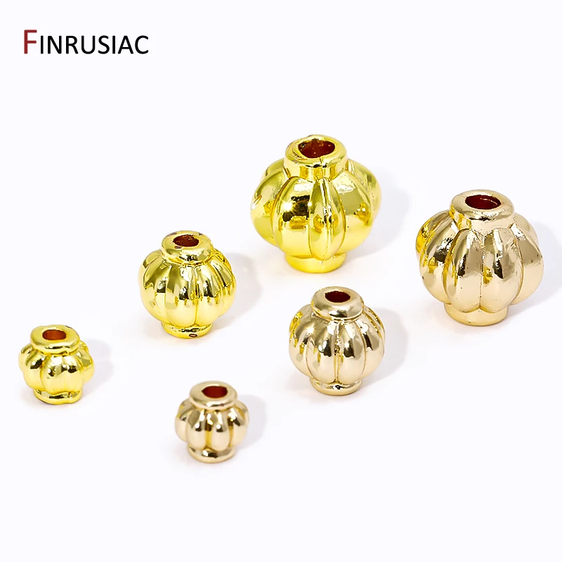 14K/18K Gold Plated Brass Lantern Spacer Beads,Separator For Bracelet,Round Stripe Loose Beads For DIY Jewelry Making Supplies 14K/18K Gold Plated Brass Lantern Spacer Beads,Separator For Bracelet,Round Stripe Loose Beads For DIY Jewelry Making Supplies