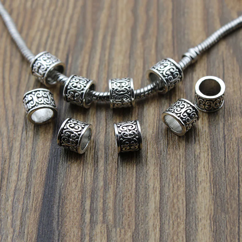20pcs Metal Large Hole 6mm/Tibetan Silver Loose Spacer Beads Charms for Jewelry Bracelet Making Accessories DIY Handmade Craft 20pcs Metal Large Hole 6mm/Tibetan Silver Loose Spacer Beads Charms for Jewelry Bracelet Making Accessories DIY Handmade Craft