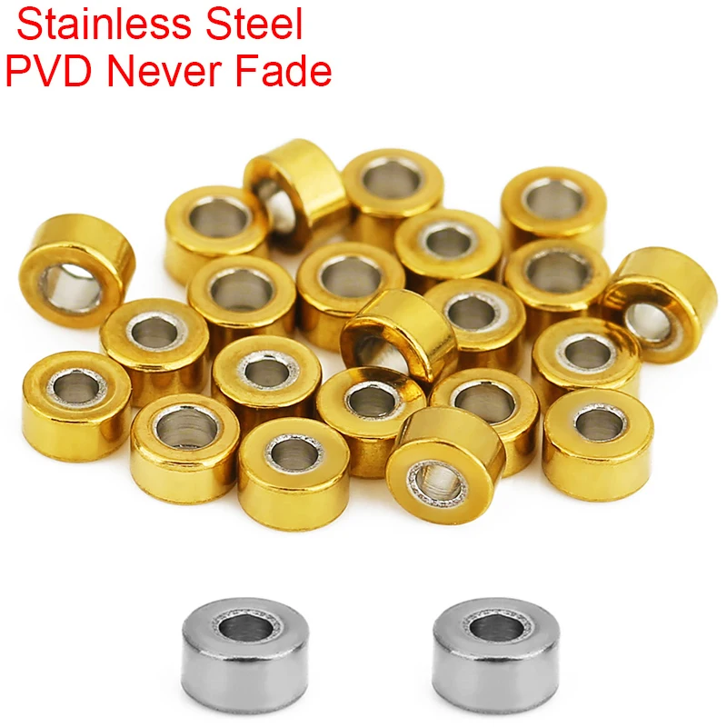 50pcs 2x4mm Round Stainless Steel Big Large Hole Spacer Beads Never Fade PVD Necklace Bracelet Beads For DIY Jewelry Findings 50pcs 2x4mm Round Stainless Steel Big Large Hole Spacer Beads Never Fade PVD Necklace Bracelet Beads For DIY Jewelry Findings