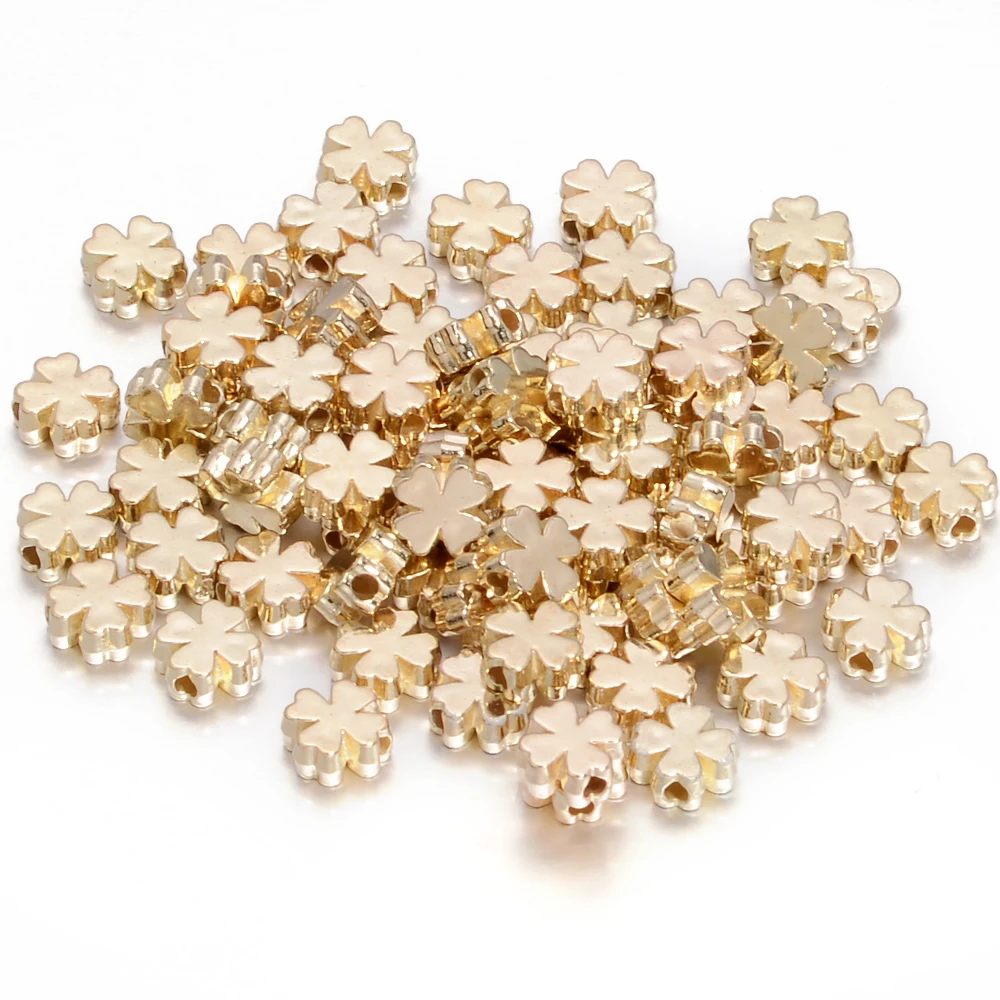 100/200pcs CCB Lucky Four Leaf Clover Beads 6/8mm Loose Spacer Beads For Bracelet Necklace For DIY Jewelry Making Accessories 100/200pcs CCB Lucky Four Leaf Clover Beads 6/8mm Loose Spacer Beads For Bracelet Necklace For DIY Jewelry Making Accessories