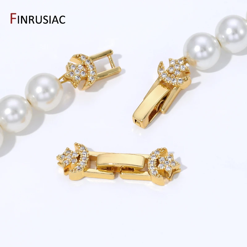 18K Gold Plated Brass Pearl Clasp Connector,Clasps For Bracelet,Zircon Fasteners Lock Clasps For DIY Jewelry Making Supplies 18K Gold Plated Brass Pearl Clasp Connector,Clasps For Bracelet,Zircon Fasteners Lock Clasps For DIY Jewelry Making Supplies