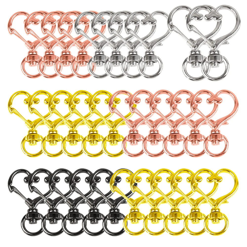 5/10/15/25/40/60Pcs Heart-Shaped Swivel Snap Hooks Metal Spring Snap Keychains Heart Clips Trigger for Lanyard Jewelry Charms 5/10/15/25/40/60Pcs Heart-Shaped Swivel Snap Hooks Metal Spring Snap Keychains Heart Clips Trigger for Lanyard Jewelry Charms