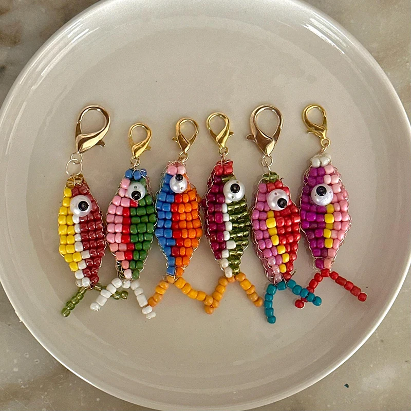 10pcs Colorful Bead Small Fish Pendant Keychain Phone Case Bag Charms Backpack 10pcs Colorful Bead Small Fish Pendant Keychain Phone Case Bag Charms Backpack