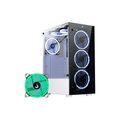 Gabinete Gamer Rise Mode Glass 06X Frost, Mid Tower, ATX, Frontal e Lateral em Vidro Temperado, Sem FANs, Branco + Ventoinha Rise Mode Galaxy Motherboard, 120mm, RGB, Preto Gabinete Gamer Rise Mode Glass 06X Frost, Mid Tower, ATX, Frontal e Lateral em Vidro Temperado, Sem FANs, Branco + Ventoinha Rise Mode Galaxy Motherboard, 120mm, RGB, Preto