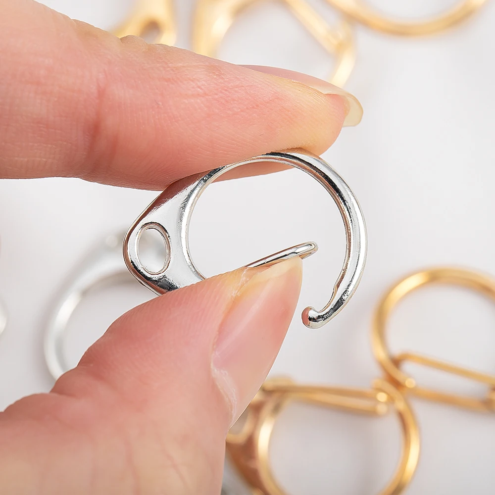 10pcs C-Shaped Spring Snap Alloy Lobster Clasps Keychain Hooks Pendant Connectors for DIY Key Chain Making Accessories