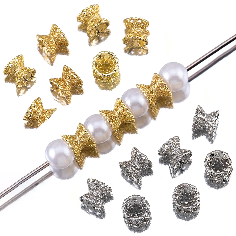 5pcs 10pcs 14K Gold Color Plated 5*6mm Hollow Flower Bead Caps for DIY Bracelets Necklace Jewelry Making Accessories Wholesale 5pcs 10pcs 14K Gold Color Plated 5*6mm Hollow Flower Bead Caps for DIY Bracelets Necklace Jewelry Making Accessories Wholesale