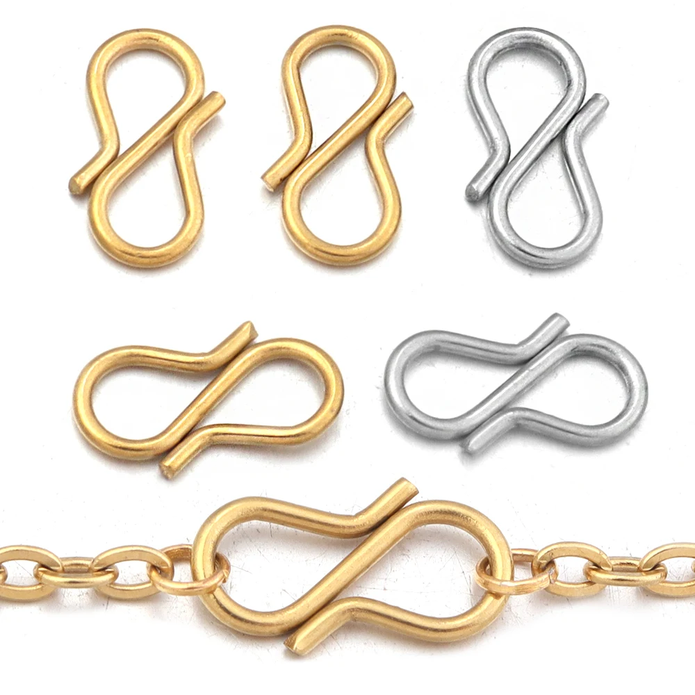 30pcs/Lot 7x13mm Chic Letter S Buckle Clasps DIY Necklace Gold Plated Stainless Steel Clasp Hooks Connectors for Jewelry Making 30pcs/Lot 7x13mm Chic Letter S Buckle Clasps DIY Necklace Gold Plated Stainless Steel Clasp Hooks Connectors for Jewelry Making