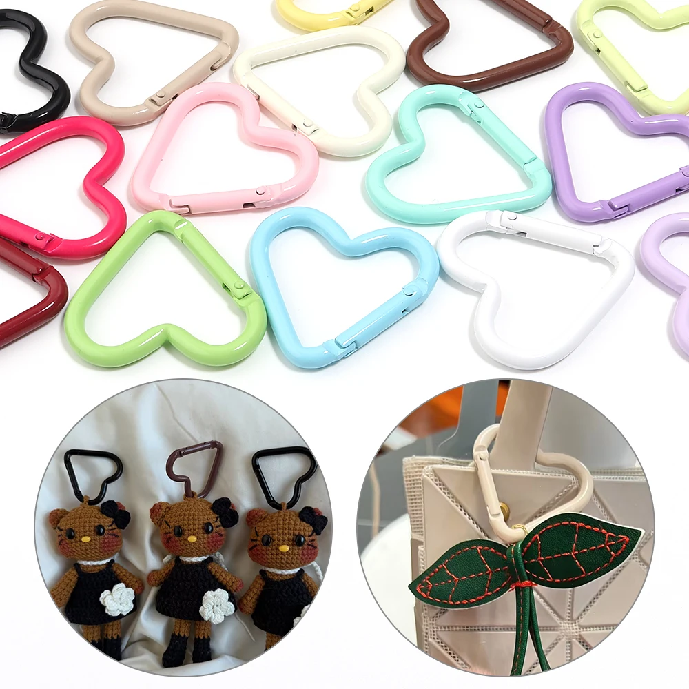 5pcs Colorful Heart-shaped Aluminum Alloy Carabiner Rings Keychain Clip Spring Hook Hanging Buckle Jewelry Making Accessories 5pcs Colorful Heart-shaped Aluminum Alloy Carabiner Rings Keychain Clip Spring Hook Hanging Buckle Jewelry Making Accessories