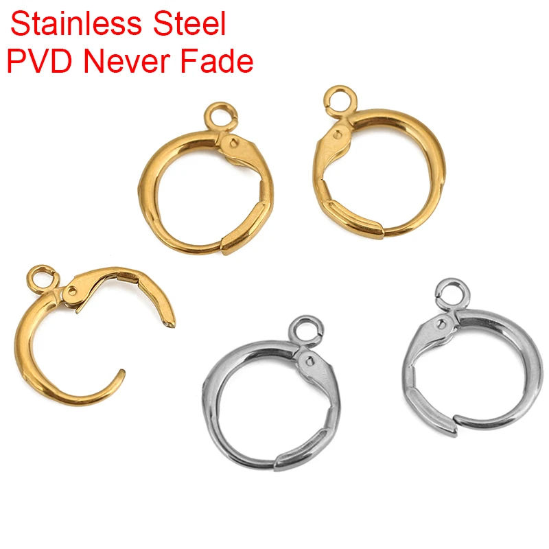 10pcs PVD Never Fade Stainless Steel Earrings Hooks With Loop 12mm Hypoallergenic Earring Clasps Making For Jewelry Accesorios 10pcs PVD Never Fade Stainless Steel Earrings Hooks With Loop 12mm Hypoallergenic Earring Clasps Making For Jewelry Accesorios
