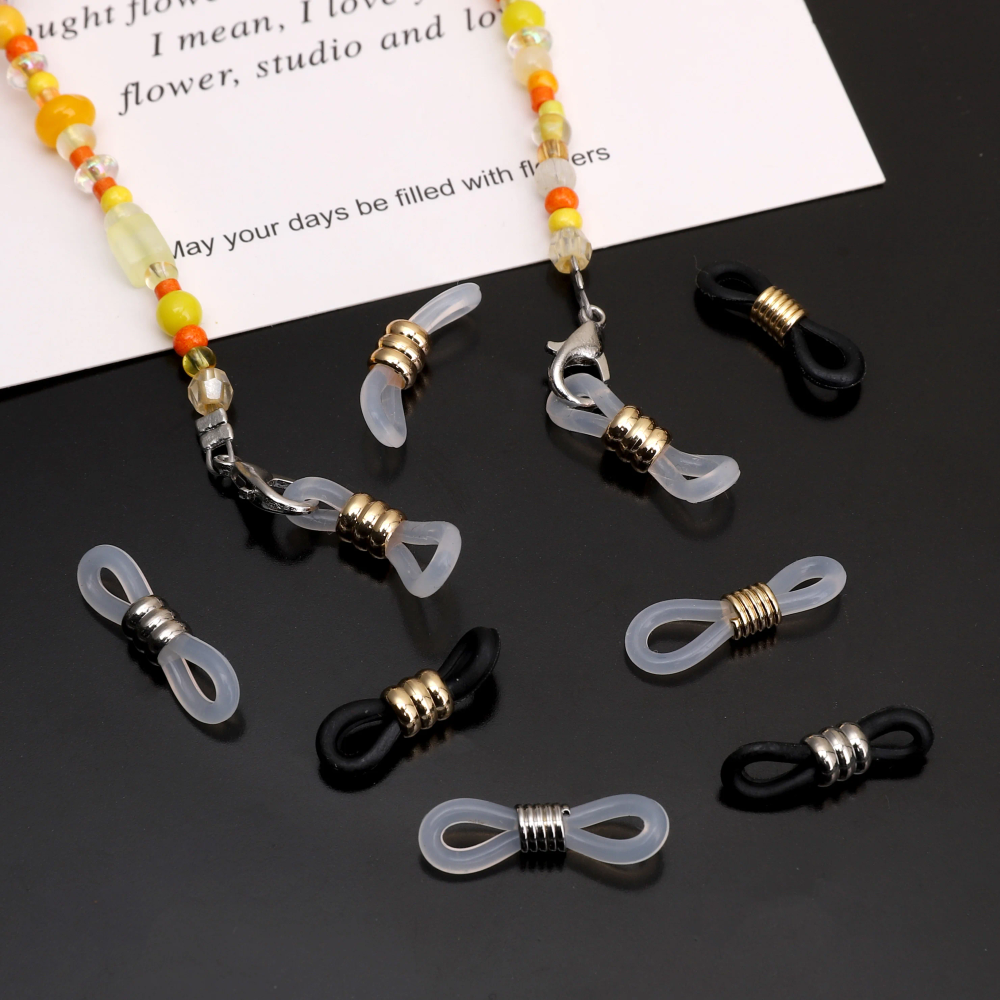 2Pcs 20x6mm 18K Gold/Platinum Plated Adjustable Anti-Slip Eyeglass Chain Ends Retainer Silicone Glasses Ring Loop Connectors 2Pcs 20x6mm 18K Gold/Platinum Plated Adjustable Anti-Slip Eyeglass Chain Ends Retainer Silicone Glasses Ring Loop Connectors