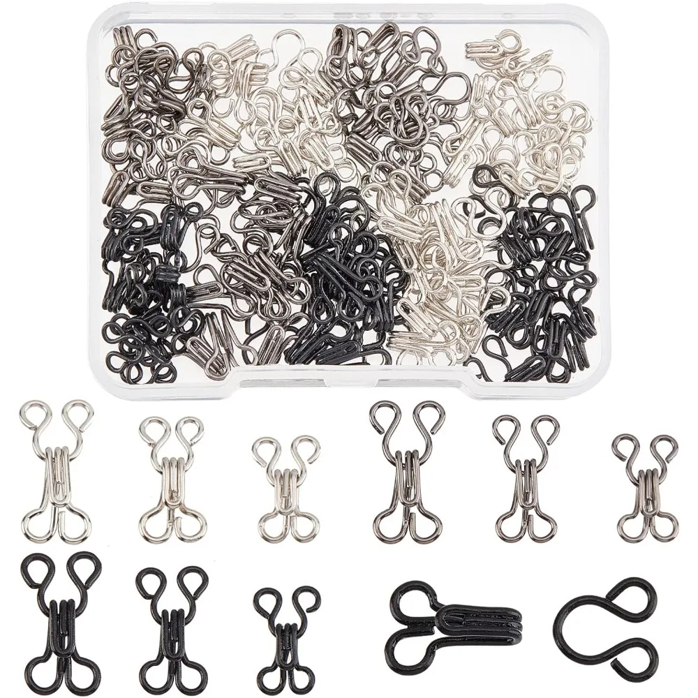 90 Sets 3 Sizes Sewing Hooks and Eyes Closure Iron Bra Hooks Replacement with a Plastic Box for Clothing Jacket Skirt Trousers 90 Sets 3 Sizes Sewing Hooks and Eyes Closure Iron Bra Hooks Replacement with a Plastic Box for Clothing Jacket Skirt Trousers