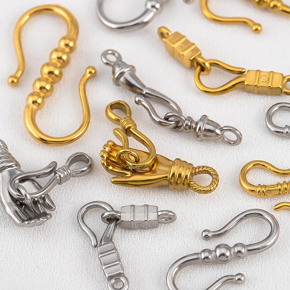 2pcs Stainless Steel Gold Plated Hand-Shape Boat Anchor S-shaped Connection Buckle for DIY Bracelet Clasps Jewelry Accessories 2pcs Stainless Steel Gold Plated Hand-Shape Boat Anchor S-shaped Connection Buckle for DIY Bracelet Clasps Jewelry Accessories
