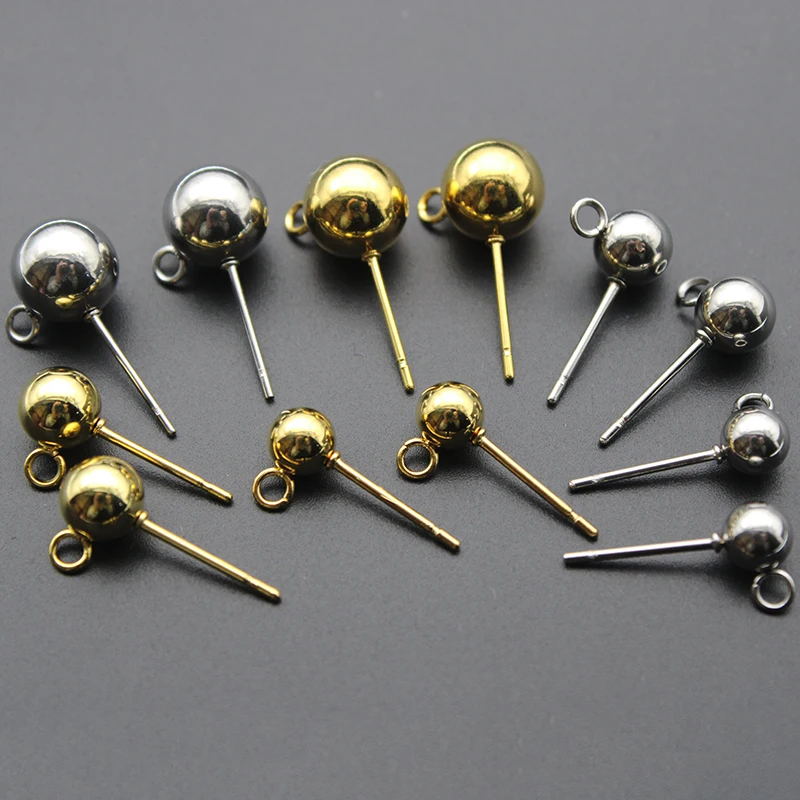 20Pcs Stainless Steel 3/4/5/6/8mm Round Ball Stud Earrings Post With Loops For DIY Earrings Accessories Jewelry Making Findings 20Pcs Stainless Steel 3/4/5/6/8mm Round Ball Stud Earrings Post With Loops For DIY Earrings Accessories Jewelry Making Findings