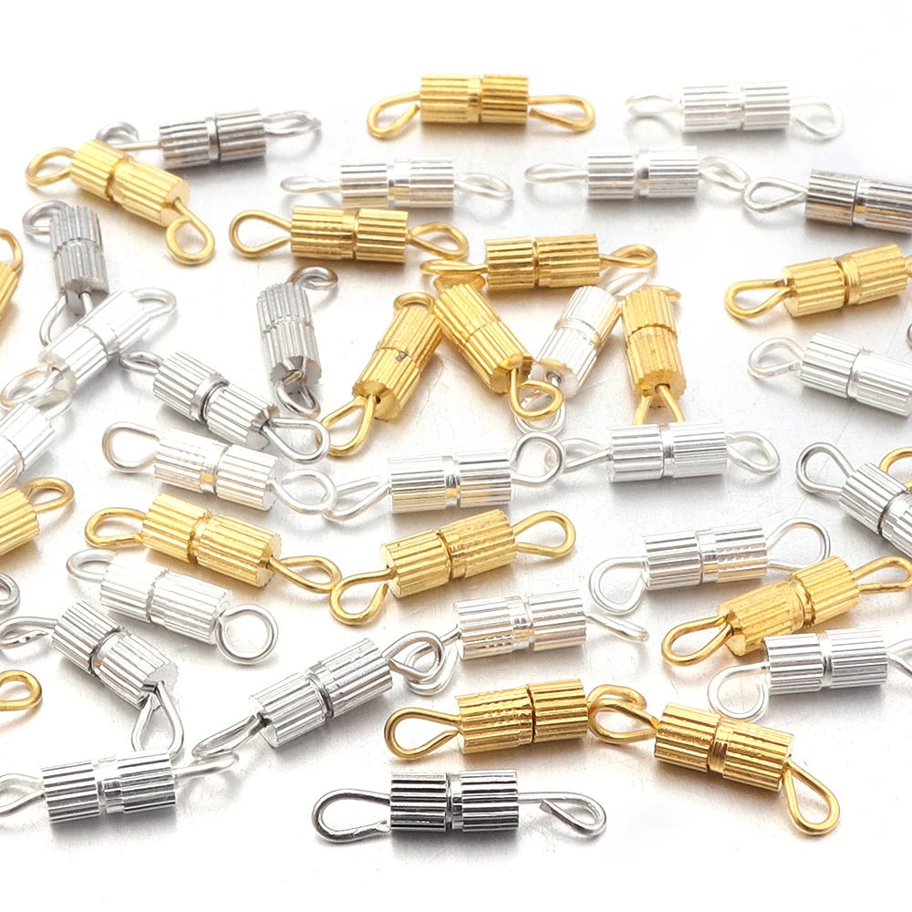 30pcs/lot Metal Cylinder Clasps Fasteners Buckle End Clasps Connector For DIY Jewelry Making Necklace Bracelet Accessories 30pcs/lot Metal Cylinder Clasps Fasteners Buckle End Clasps Connector For DIY Jewelry Making Necklace Bracelet Accessories