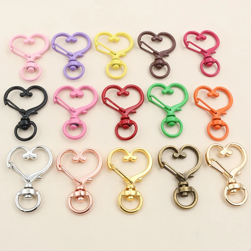 10pcs 35x24mm Heart Snap Hook Trigger Lobaster Clasp Clips Buckles For Keychain DIY Jewelry Making Accessories Findings 10pcs 35x24mm Heart Snap Hook Trigger Lobaster Clasp Clips Buckles For Keychain DIY Jewelry Making Accessories Findings