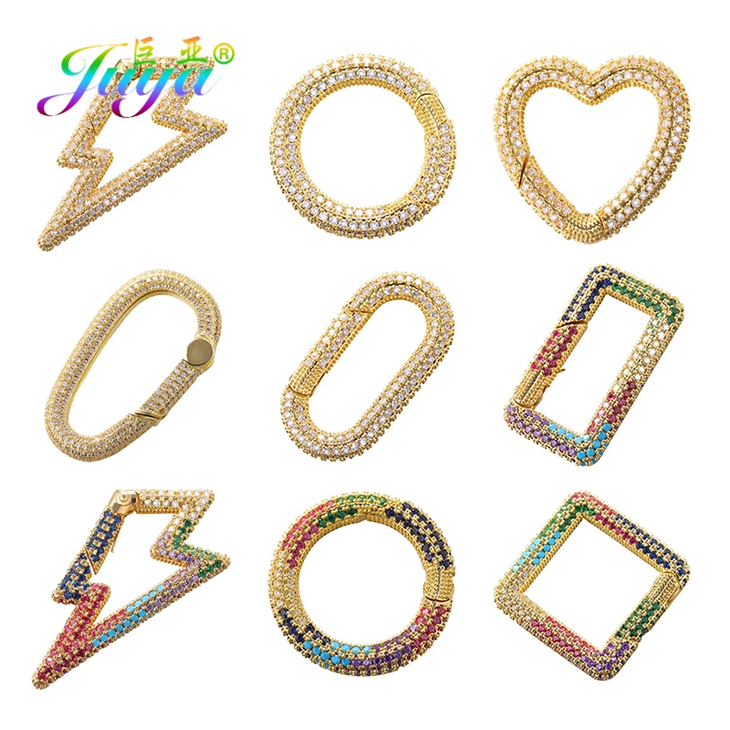 Juya Handmade Zirconia 18K Gold Plated Decorative Copper Pendant Carabiner Screw Bolt Lock Clasps For DIY Punk Jewelry Making Juya Handmade Zirconia 18K Gold Plated Decorative Copper Pendant Carabiner Screw Bolt Lock Clasps For DIY Punk Jewelry Making