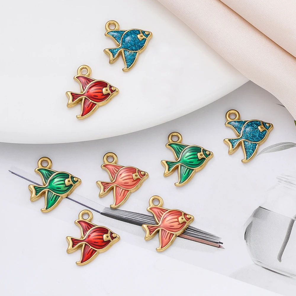2Piece/Pack Stainless Steel Small Fish Shape Charms Pendants for Necklace Bracelets Jewelry Making Supplies Accessories 2Piece/Pack Stainless Steel Small Fish Shape Charms Pendants for Necklace Bracelets Jewelry Making Supplies Accessories