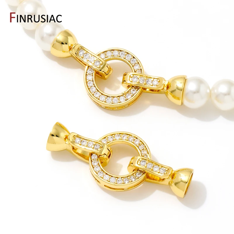 18K Gold Plated Inlaid Zircon Round Connector Clasps For Bracelet Making,End Caps Fastener Clasps Handmade DIY Jewelry Making 18K Gold Plated Inlaid Zircon Round Connector Clasps For Bracelet Making,End Caps Fastener Clasps Handmade DIY Jewelry Making
