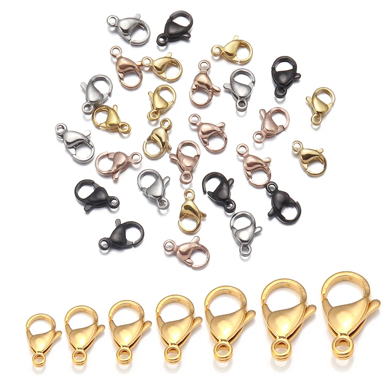 25pcs/lot Stainless Steel Lobster Clasps Gold Plated Clasps Hooks Connectors For DIY Jewelry Making Bracelet Necklace Supplies 25pcs/lot Stainless Steel Lobster Clasps Gold Plated Clasps Hooks Connectors For DIY Jewelry Making Bracelet Necklace Supplies