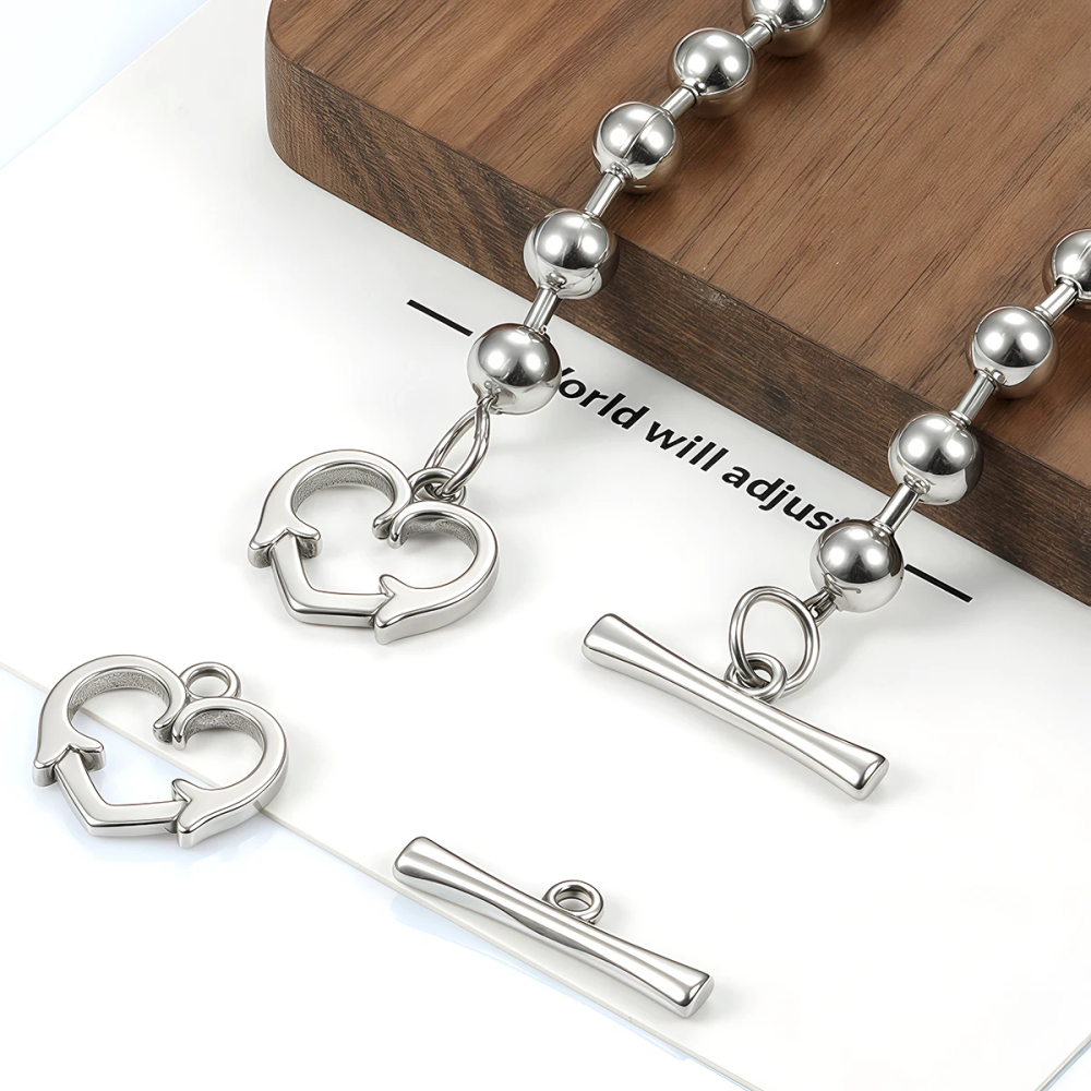 2 Sets Stainless Steel OT Clasp Heart Toggle Clasps Buckle Connector for Necklaces Bracelets Hook DIY Jewelry Making Accessories 2 Sets Stainless Steel OT Clasp Heart Toggle Clasps Buckle Connector for Necklaces Bracelets Hook DIY Jewelry Making Accessories