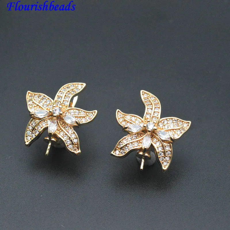 30pc Pin Style CZ Paved Flower Shape Leverback Earring Hook Clasps Wholesale Jewelry Findings 30pc Pin Style CZ Paved Flower Shape Leverback Earring Hook Clasps Wholesale Jewelry Findings