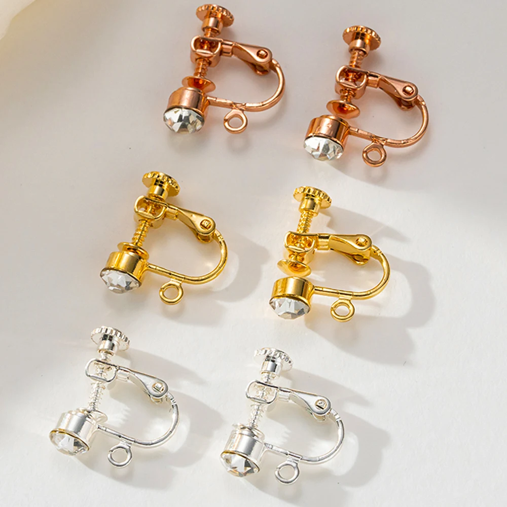 10pcs Brass Clip on Earring Converter Component with Crystal Rhinestone Non Pierced Earring Clip for Jewelry Making Supplies DIY 10pcs Brass Clip on Earring Converter Component with Crystal Rhinestone Non Pierced Earring Clip for Jewelry Making Supplies DIY