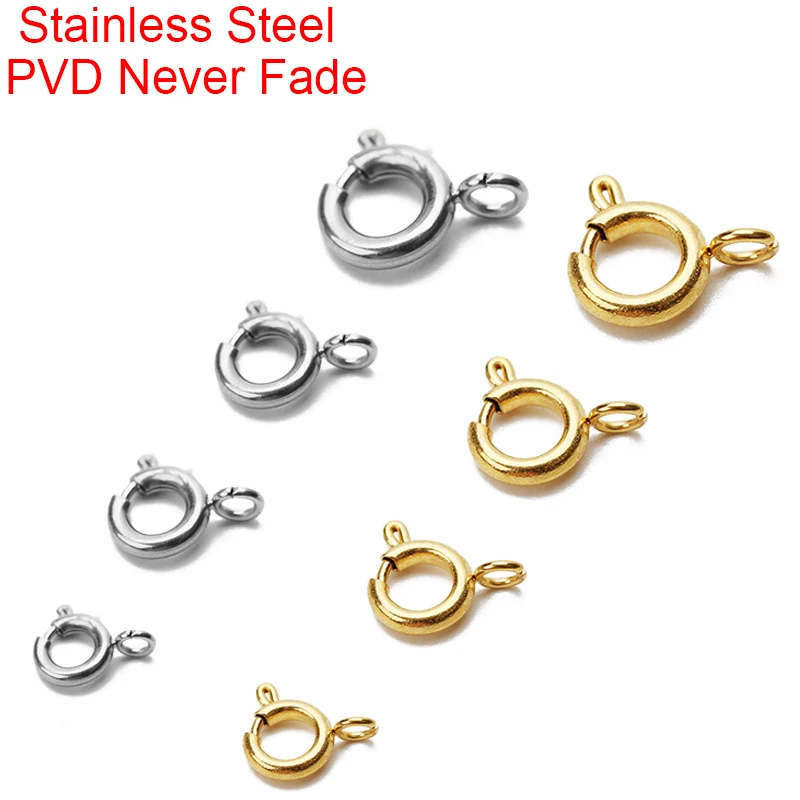 5pcs Waterproof Never Fade Stainless Steel Clasps Hooks PVD 6 8 10 12 mm End Connectors For Diy Necklace Bracelet Jewelry Making 5pcs Waterproof Never Fade Stainless Steel Clasps Hooks PVD 6 8 10 12 mm End Connectors For Diy Necklace Bracelet Jewelry Making