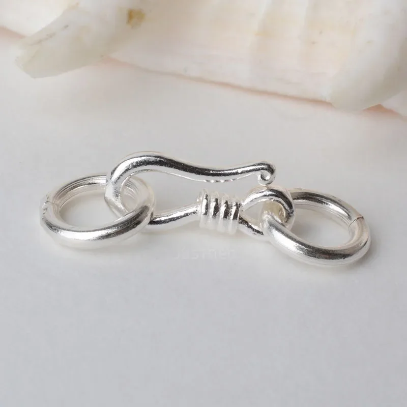 Sterling Silver S Hook & Eye Fish Clasp with Closed Jump Ring, for Necklace / Bracelet Jewelry diy Components Sterling Silver S Hook & Eye Fish Clasp with Closed Jump Ring, for Necklace / Bracelet Jewelry diy Components