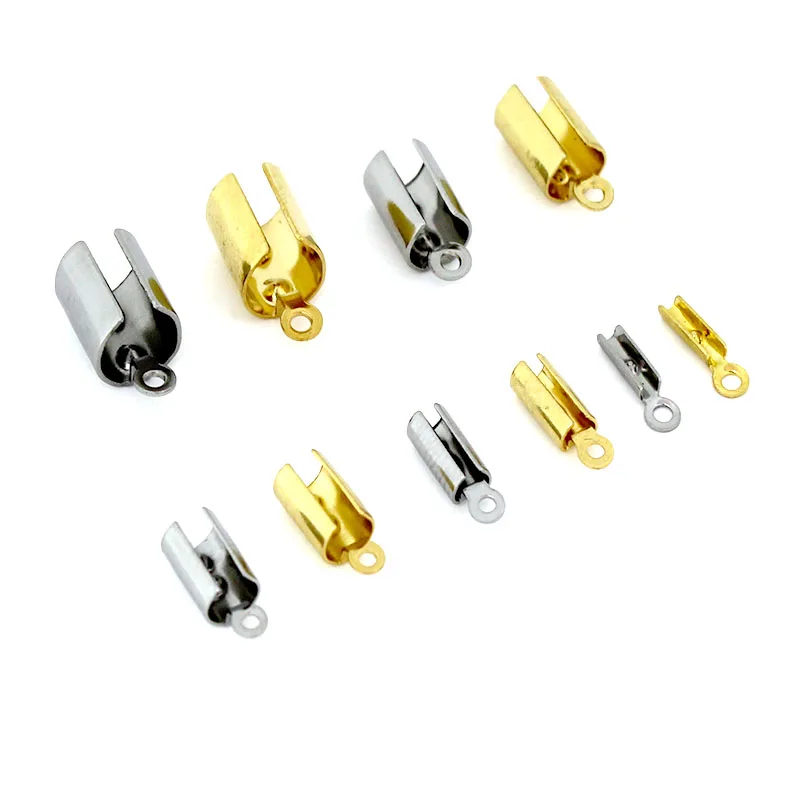 30-50pcs Stainless Steel Crimp End Clasps Fastener Connectors Cord Rope Clips for Necklace Bracelet Jewelry Making DIY Supplies 30-50pcs Stainless Steel Crimp End Clasps Fastener Connectors Cord Rope Clips for Necklace Bracelet Jewelry Making DIY Supplies