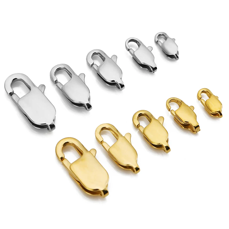 10pcs High End Quality Gold Stainless Steel Rectangle Lobster Clasps Hooks Connector for DIY Bracelet Necklace Jewelry Making 10pcs High End Quality Gold Stainless Steel Rectangle Lobster Clasps Hooks Connector for DIY Bracelet Necklace Jewelry Making