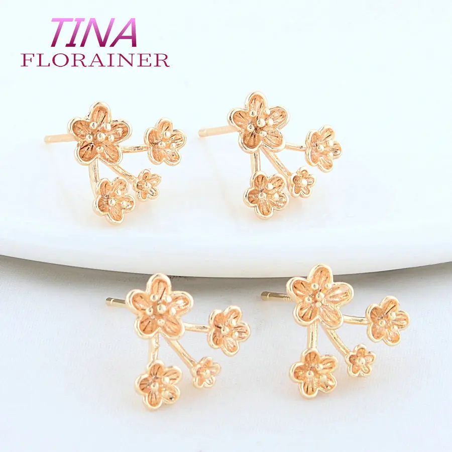 13*14MM 18K Gold Color Plated Brass Flowers Stud Earrings High Quality Diy DIY Jewelry Making Finding Accessories 13*14MM 18K Gold Color Plated Brass Flowers Stud Earrings High Quality Diy DIY Jewelry Making Finding Accessories