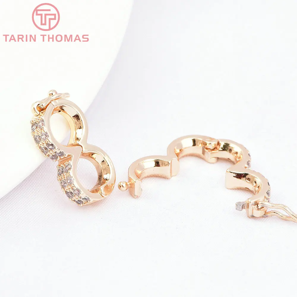 (7173) 2PCS 8x6MM 24K Gold Color Brass with Zircon Bracelet Charms Connector Clasp High Quality Jewelry Accessories Wholesale (7173) 2PCS 8x6MM 24K Gold Color Brass with Zircon Bracelet Charms Connector Clasp High Quality Jewelry Accessories Wholesale