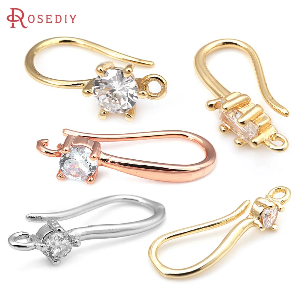 18K Gold Color Brass with Zircon Round Earrings Hooks High Quality Diy Jewelry Making Supplies Earrings Accessories for Women 18K Gold Color Brass with Zircon Round Earrings Hooks High Quality Diy Jewelry Making Supplies Earrings Accessories for Women