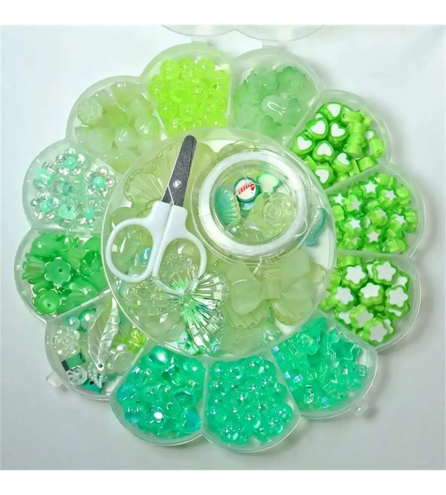 13 boxes, green transparent AB bead set, forest theme, spring, bracelets, necklaces, rings, and DIY various small accessories 13 boxes, green transparent AB bead set, forest theme, spring, bracelets, necklaces, rings, and DIY various small accessories